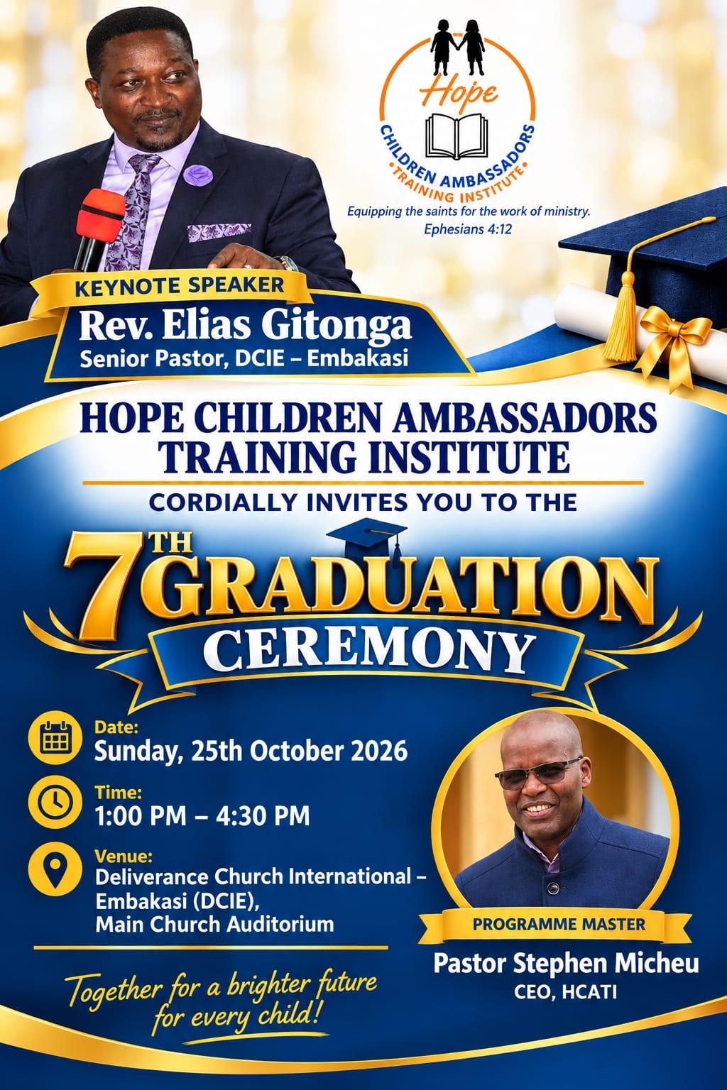 7th Graduation Ceremony Poster - Hope Children Ambassadors Training Institute