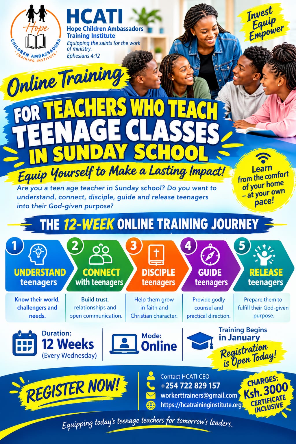 Online Training for Teachers Who Teach Teenage Classes in Sunday School